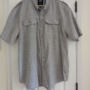 Ecko Unltd. Men's Short Sleeve Grey Button Up Dbl Front Pocket Shirt Size XXL